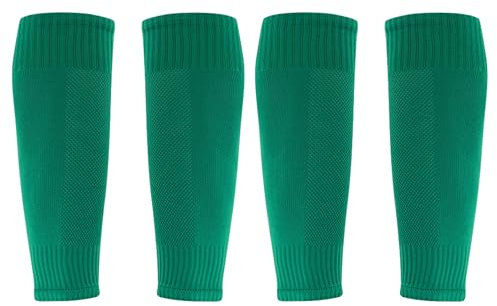 XSCQ 2/4/12 pares de calcetines profesionales de fútbol, manga de pierna fruncida, compresión para pantorrilla (talla única para niños, verde hierba, 2 pares)