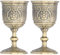 Hapivida 2 Stück Vintage Kelch Kelch, geprägte Bronze Weinbecher Mini Weingläser europäischen mittelalterlichen königlichen Kupferbecher Wein zum Trinken von Whisky Wodka Wein Likör(S)