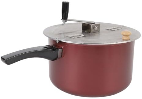 Stainless Steel Popcorn Maker with Hand Crank, Stovetop Popcorn Popper, Stainless Steel Popcorn Pot for Gas Stove Induction Cooker, Manual Hand Operated Popcorn Maker