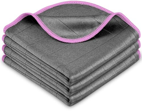 Airlab 3X Magic Glass Cleaning Cloth 400 GSM, Thickened Carbon Polishing Cloth Lint Free Streak Free Microfiber Cloth for Windows Bathroom Mirror Car Windscreen Stainless Steel Kitchen Dish, 30x30cm