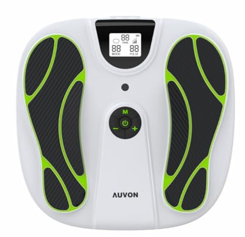 AUVON Durchblutungs-Stimulator Füße Beine mit TENS EMS, 10 Modi & 99 Intensitätsstufen & 40h Akkulaufzeit, EMS Fußmassagegerät Elektrisch für medikamentenfreie Entlastung für Senioren/Stehende Berufe