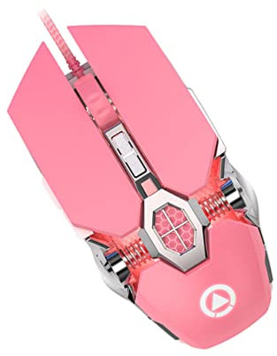 SMASOLO 1pièce Souris Gaming Filaire Lumineuse Rose pour Pc Confort Ergonomique Et Dpi Idéale pour Filles Design Unique avec Éclairage RGB