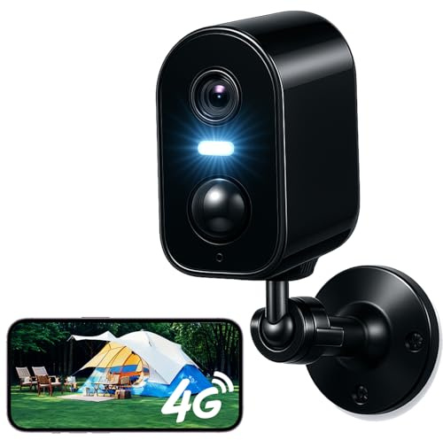 KKB 4G Überwachungskamera ohne WLAN mit SIM Karte und Akku, LTE Kamera Outdoor, 2K Kamera mit Bewegungserkennung, IP65 Wasserdicht, Farb-Nachtsicht, 2-Wege-Audio, ideal für Garten & Baustellen