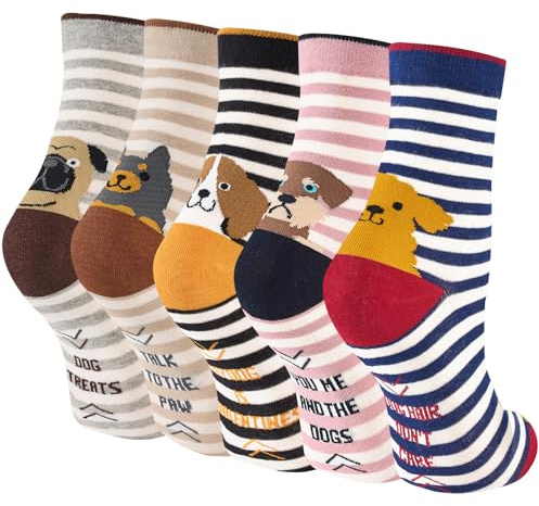 Niorasen Bunte Lustige Socken Damen aus Baumwolle 5/10 Paar, Neuheit Weihnachtssocken Katzensocken Motivsocken, Witzige Coole Süße Karikatur Tier Motiv Socken Geschenk für Frauen