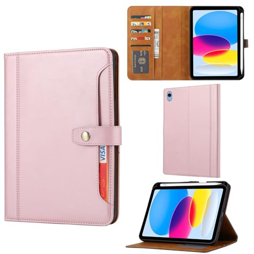 Schutzhülle für iPad 10. Generation 10,9 Zoll (27,7 cm) (Farbe: Rotgold), Lederschutzhülle mit Klappdeckel