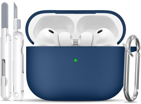 TNSNK für AirPods Pro 3 Hülle, B2-Navy Blue | Weiches Silikon, unterstützt kabelloses Laden, with Clean Kit & Keychain, Leicht, Rutschfest, Kratzfest