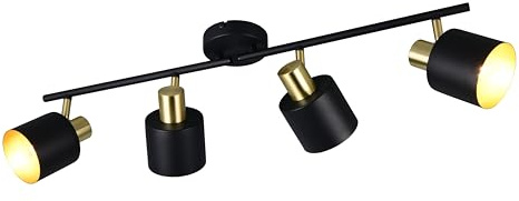 Trio Leuchten Strahler Eva 868800480, Metall Schwarz matt/goldfarbig, exklusive 4x E14