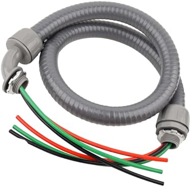 Kit d'assemblage de fouet sans conduit électrique métallique étanche aux liquides pour chauffage, climatiseurs, minuterie, petits systèmes divisés pré-assemblés