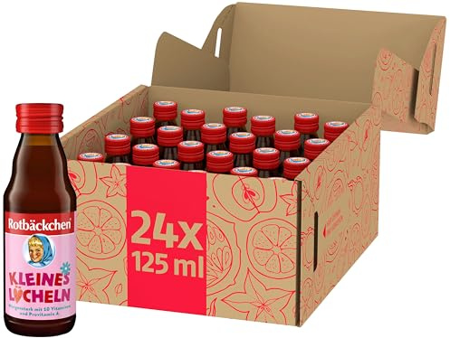 ROTBÄCKCHEN Kleines Lächeln MINI 24er Pack (24 x 125 ml) | Multi-Vitamin-Mehrfruchtsaft, limitierte Sonderedition - Sag's mit Rotbäckchen