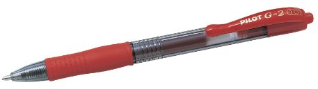 Pilot G2 Kugelschreiber breite Spitze einziehbar, Geltinte Kunststoff mit Gummigriff 12 Stück rot