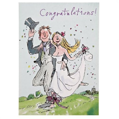 Woodmansterne Wedding Day Card - Vibrant Quentin Blake Design -Wedding Congratulations Card for Friends or Family