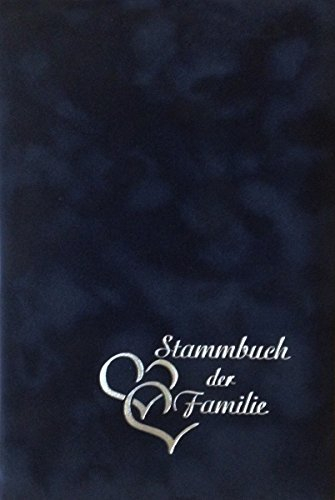 Stammbuch Herzen, dunkelblau, Velours, Herzprägung Silber, Stammbuchformat