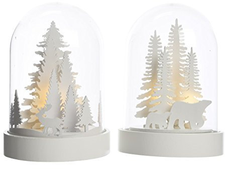 Kaemingk LED Landschaft unter Einer Glasglocke mit Eisbär oder Hirsch Stückpreis