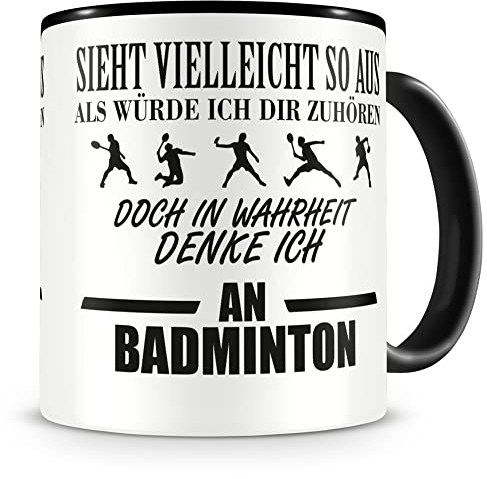 Samunshi® Ich denke an Badminton Tasse Kaffeetasse Teetasse Kaffeepott Kaffeebecher Becher