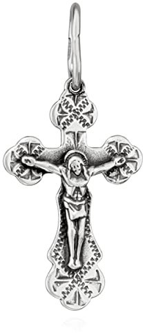 NKlaus Kettenanhänger Jesus Kreuz 925 Silber Orthodoxe Anhänger Glaubenssymbol K94