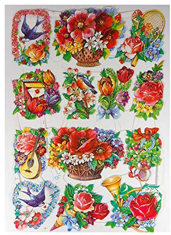 Glanzbilder EF 7001 BlumeTaube Tennis Oblate Posiebilder Scrapbook Deko GWI 634