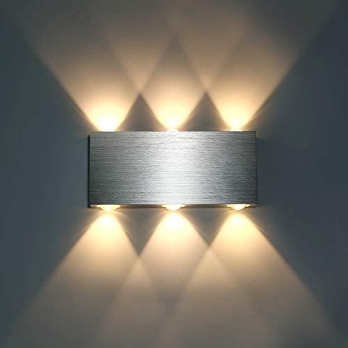 Lightess 18W LED Wandlampe Wandleuchten für Innen Silber Leuchte Up Down Wand aus Aluminium Wandleuchte für Schlafzimmer Flur Wohnzimmer Treppenhaus Warmweiß
