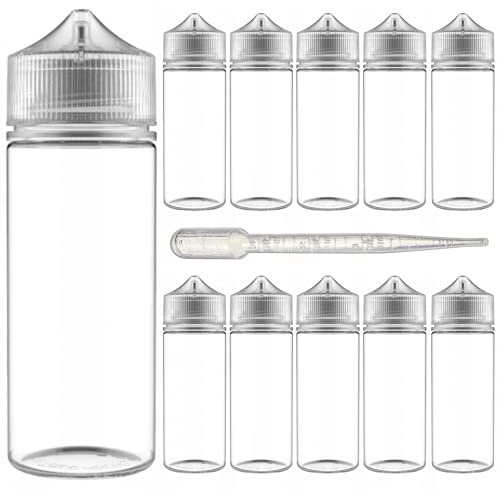Chubby Gorilla 120mL V-3 Clear PET Unicorn Plastic Bottles (10 Pack) - Squeeze bottle, Juice Bottles Authentic Chubby Gorilla Dropper Bottle with Squeeze Dropper