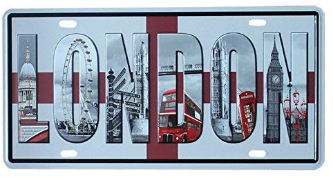 DOGT Vintage Auto Tag License Plate Metal Sign,London Decoration Retro Tin Sign TIN SIGN 7.8X11.8 INCH