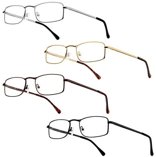 UrbanSky Lesebrille Jim - Metalllesebrille mit Federscharnieren im 4er-Pack (+2,50 dpt)