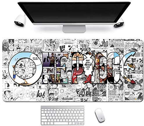 One Piece Tappetino Mouse Gaming 900x 400mm XXL per Mouse e PC, 3mm Mouse Pad Antiscivolo Fondo in Gomma con Bordi Cuciti, F