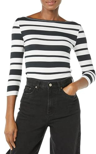 Amazon Essentials Women's Slim-Fit 3/4-Sleeve Boat-Neck T-Shirt