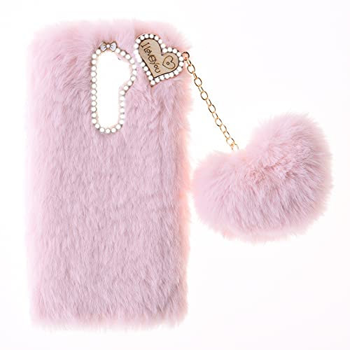 xifanzistore Fluffy Velu Schutzhülle für Nokia 2.4, flauschig, weich, weich, Plüsch, Plüsch, Damen, Girly, Hülle aus Silikon, TPU, Plüsch, für Nokia 2.4, Rosa