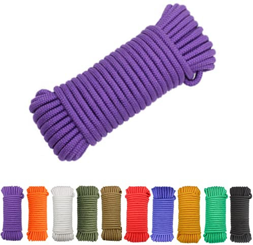 Avtytsda Nylon Rope Flag Pole Polypropylene Clothes Line Camping Utility Good for Tie Pull Swing Climb Knot All Purpose Flagline Rope 8mm x 20m (Purple)