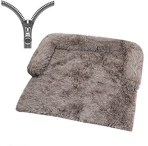 Nyescasa Hundebett für Grosse Hunde u. kleine Hunde,Sofaschutz Plüsch Flauschig Atmungsaktiv Katzenbett,Winter Warm Dauerhaft Hundecouch Waschbar rutschfest Hundekissen (XL ca. 120x90x20cm, Khaki)