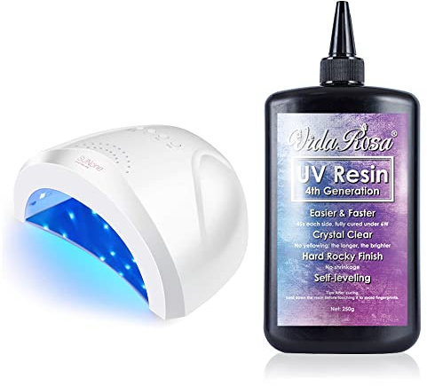 VidaRosa Upgrade Neues UV-Harz Kristallklar Schnellhärtend, kein Vergilben, UV-Harz-Kit mit 48W UV/LED-Lampe, zum Gießen und Beschichten, Harzkunst, Heimwerken, Basteln, Schmuckherstellung (250G)