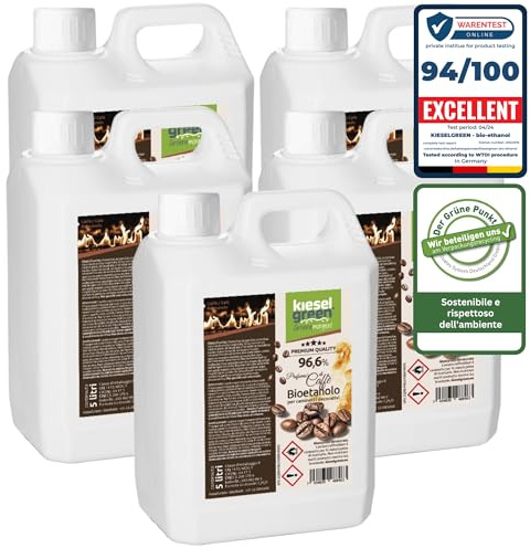 KieselGreen Bioethanolo 25 Litri con Fragranza per Caminetto a Etanolo – Bio-etanolo profumato per Ambienti, molte Fragranze - Profumo per Caminetto a bioetanolo da Interno o da Tavolo