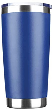 EcoMozz 20oz Tumbler Stainless Steel Vacuum Insulated Mug with Lid, Double Wall Travel Mug, Durable Powder Coated Coffee Cup, Suitable for Ice Drinks and Hot Beverage (New Blue 1 pack)
