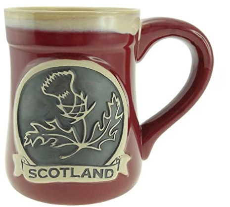 Glen Appin Stoneware Mug Scotland Pottery Mug for Coffe or Beer 16.9 oz(500 ml) (Thistle/Scotland - Red)