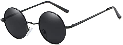 LHSDMOAT Retro Runde Polarisierte Sonnenbrillen 60er/70er Jahre Herren Damen – Lennon Style, Hippie & Karneval Design für Autofahren & Reisen