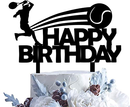 Sporty Tennis Cake Toppers - Decorate Birthday Cakes with Tennis Player, Racket, and Ball for Sports Themed Celebrations