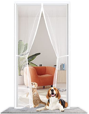 Zanzariera Magnetica Porta Finestra 140x240cm,Tenda Magnetica Zanzariera con Calamita Anti Zanzare Insetti,Non è Necessario Praticare Fori, Chiusura Automatica Traspirante Zanzariere,Bianco