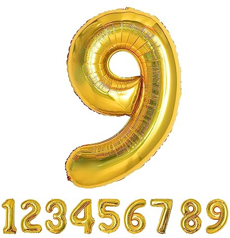 Geburtstag zahlen luftballon 9 jahre Folienballon Kindergeburtstag Deko Gold-Mädchen Junge Geburtstag 9 jahr 40 - 101cm Folienballon 9 jahre Geburtstags deko-fliegt mit Helium
