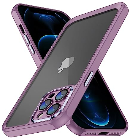 Jeelar ESONG Silikonhülle für iPhone 15 Pro,Kratzfeste Durchsichtig Cover,Militärischer Transparent Schutzhülle,PC+TPU Bumper Stoßfeste Handyhülle Case[Kameraobjektivschutz/Clear]-Lavendel
