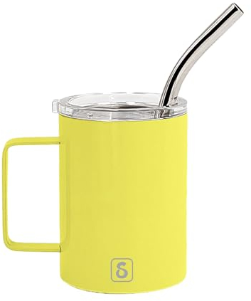 Siesta Drinkware - Mini Shot 85 ml Becher Becher - Doppelwandig vakuumisoliert - Rutschfeste Unterseite - Edelstahlbecher - Anpassbar (Neongelb)