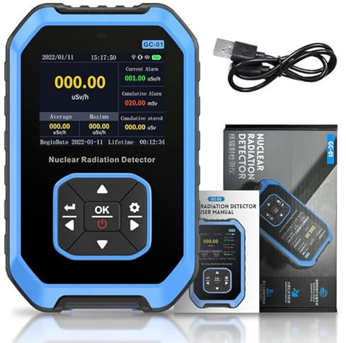 Fnirsi Rivelatore di radiazioni nucleari Contatore Geiger GC-01 Geiger counter Dosimetro personale a raggi X γ-ray β-ray radioattività Tester Marble Detector(Blue)