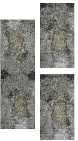 Carpetsale24 Bettumrandung Schlafzimmer 3teilig Kurzflor Teppich Gelb Bettvorleger Schlafzimmer Bettset: 2 St. 80x150 cm | 1 St. 80x250 cm - Flauschiger Teppich Moderne Design Läufer Set Weich