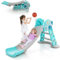 HOMASIS 3 en 1 Toboggan Exterieur Enfant,Aire de Jeux Amusant avec échelle et Panier de Basket,Toboggan Autoportant Pliable pour Enfants et Bébé 1 an + Intérieure et Extérieure