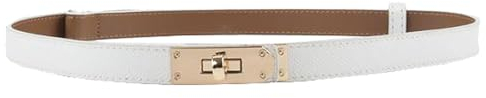 Gudoye Westerngürtel für Damen, schmaler Ledergürtel, Kleider, Mantel, Drehverschluss, verstellbarer Ledergürtel,Weiß, Couleur or, One size
