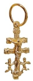 Minoplata Colgante Cruz de Caravaca 17mm x 9mm de Plata chapada oro