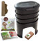 Moutta | Magic Worm Noir | Lombricomposteur de Cuisine 3 Plateaux | 250gr de vers de Compost | Kit Complet