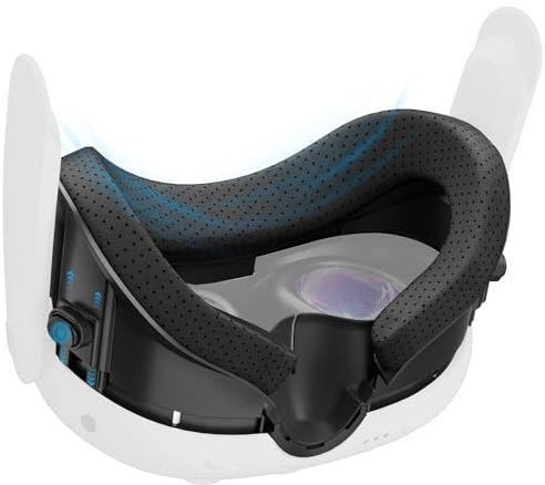 ALAFLY Gesichtspolster & Gesichts Interface Halterung Kompatibel mit Meta/Oculus Quest 3 VR Zubehör, Atmungsaktives PU Leder Face Cover mit Anti-Licht Nasenpolster und kratzfestem Linsenschutz