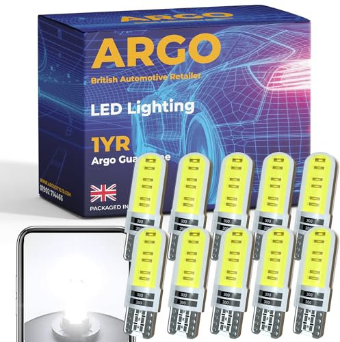 Argo 10 Pcs T10 501 Led Bulbs Silica Xenon White Car Light Bulbs Car Interior Upgrade Number Plate Light Map Dome Courtesy Van Capless Wedge 194 168 W5w Bulb Led Side Light Bulb 12v