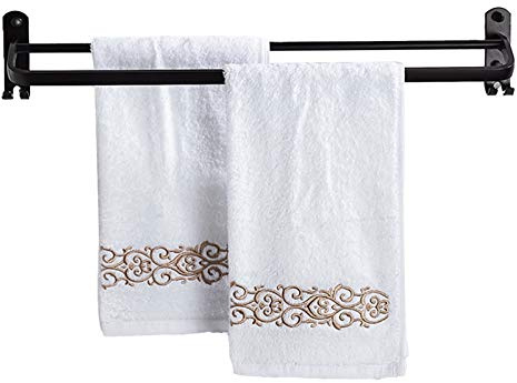 AthuAh Towel Ring, Towel Rail for Bathroom, European Style Double Towel Bar Rail,Space Aluminum Black,Wall Hanger Bathroom Towel Bar(SZ:40cm，50cm，60CM)(SZ:40cm) (Size : 40cm)