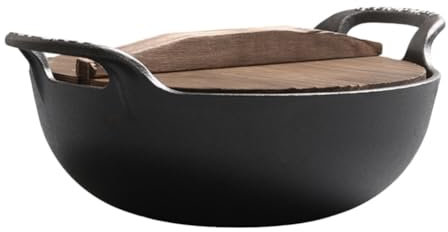 Yardwe Wok-Pfanne Aus Karbonstahl Tiefe Bratpfanne 20 Cm Pfannenpfannen Pfanne Für Alltagsköche Traditioneller Chinesischer Wok Für Gas- Und Elektro-Induktionskochfelder Induktion