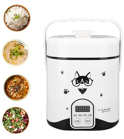 Olla Arrocera, Olla Arrocera Pequeña de 1,2 L con Olla Interior Antiadherente, Plato para Cocinar Al Vapor, Cuchara de Arroz, Reserva de 24 Horas y Control de Temperatura, para